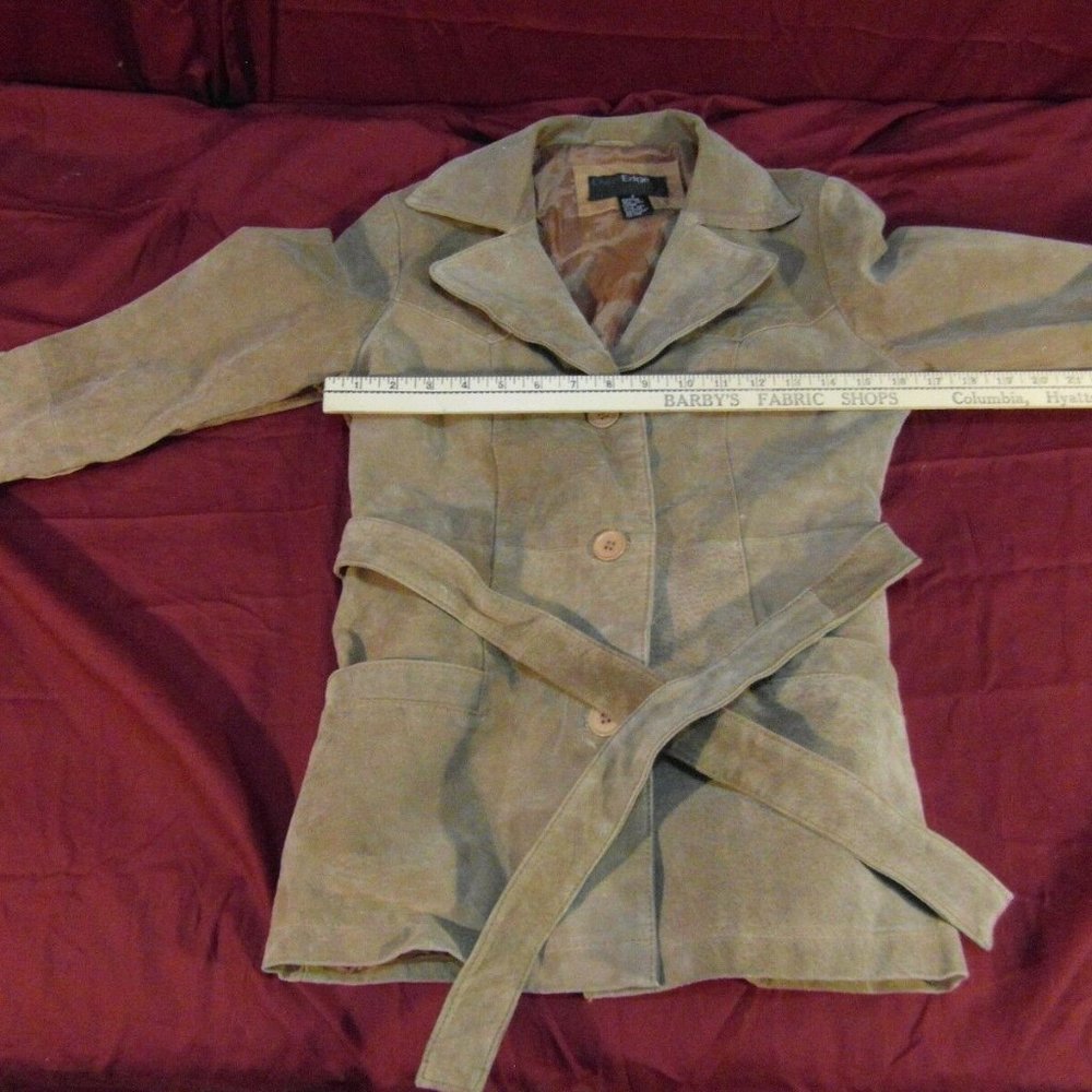 WOMENS szSM HOLLYWOOD 1960s VTG OUTER EDGE TAN 100% SUEDE LEATHER JACKET IG 136